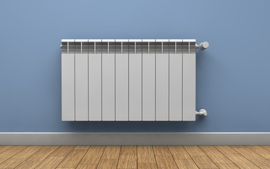 Heating radiator on wall. 3d rendering