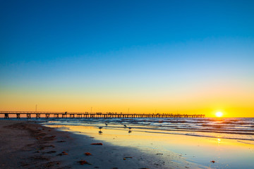 Semaphore Beach with jetty at sunset