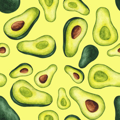 pattern of watercolor avocado 2