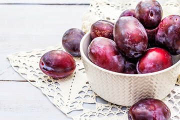 Fresh organic ripe plums