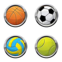 Obraz premium Set of four different sport balls isolated on white background