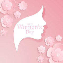 March 8 - International Women's Day. Postcard. Female face