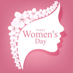 March 8 - International Women's Day. Postcard. Female face