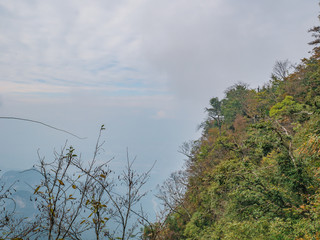 beautiful view on Tianmen mountain national park with clear Sky in zhangjiajie city China.Tianmen mountain the travel destination of Hunan zhangjiajie city China