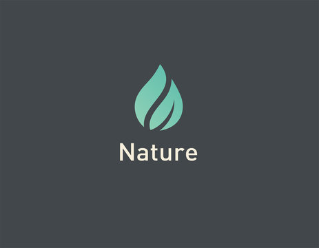 Creative Green Abstract Geometric Logo Icon Water Drop and Plant Leaf