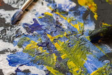 close up macro of paint brush color abstract background