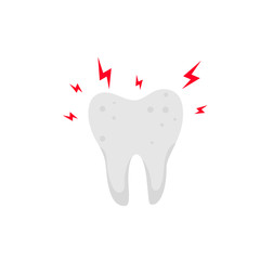 Medical concept of toothache, tooth enamel destruction and tooth decay