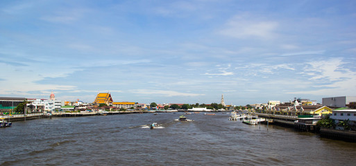 Lanscape of The Chaopraya river and Bangkok city, Thailand.