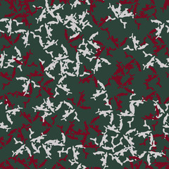 Ufo camouflage of various shades of green, red and white colors