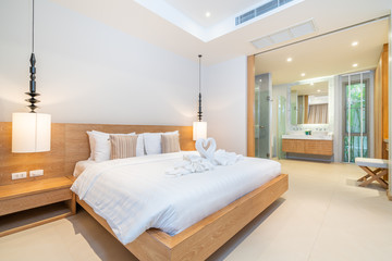 Interior design in bedroom of the house