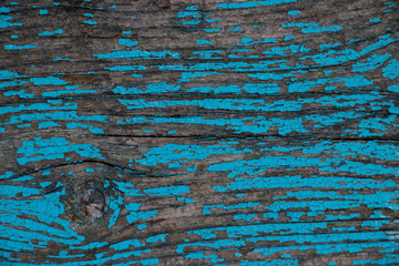 Blue painted Vintage worn wood grain texture background surface