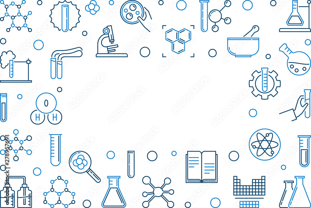 Poster vector chemistry outline horizontal frame or background with empty space for your text