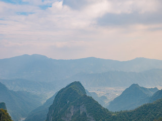 Fototapeta premium beautiful view from Tianmen mountain with clear Sky in zhangjiajie city China.Tianmen mountain the travel destination of Hunan zhangjiajie city China