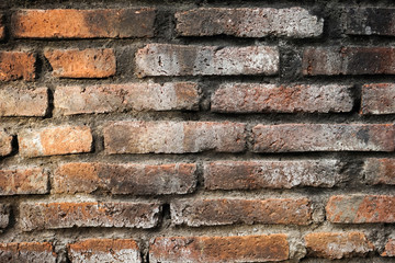 Naklejka premium brick wall of red color, wide panorama of masonry