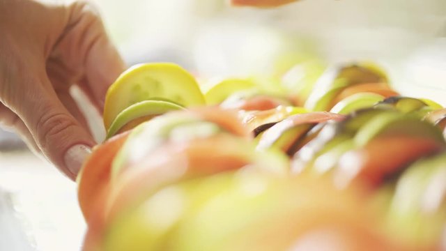 Making homemade ratatouille, a French stewed vegetable dish