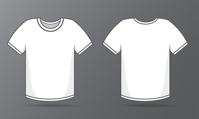 Front and back templates Simple white T-shirt for shirt design.