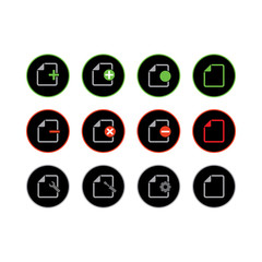 Set of document icon in circule