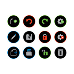Set of document icon in circule