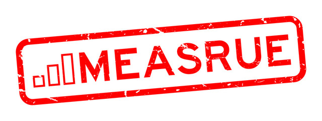 Grunge red measure with graph icon word square rubber seal stamp on white background