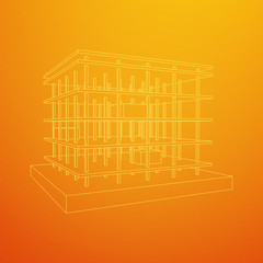 Building under construction. Build house construct in process. Wireframe low poly mesh vector illustration