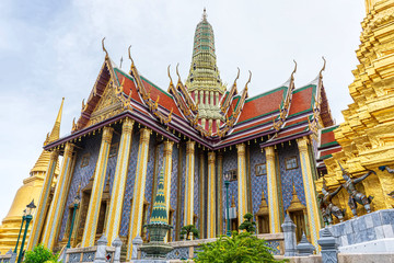 Fototapeta premium One landmark of Wat Phra Kaew in Bangkok, Thailand. A place everyone in every religion can be viewed.