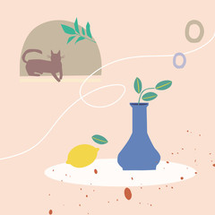 Trendy square illustration of abstract and stylish objects. Instagram posts.