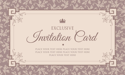 Invitation card design template in vintage style