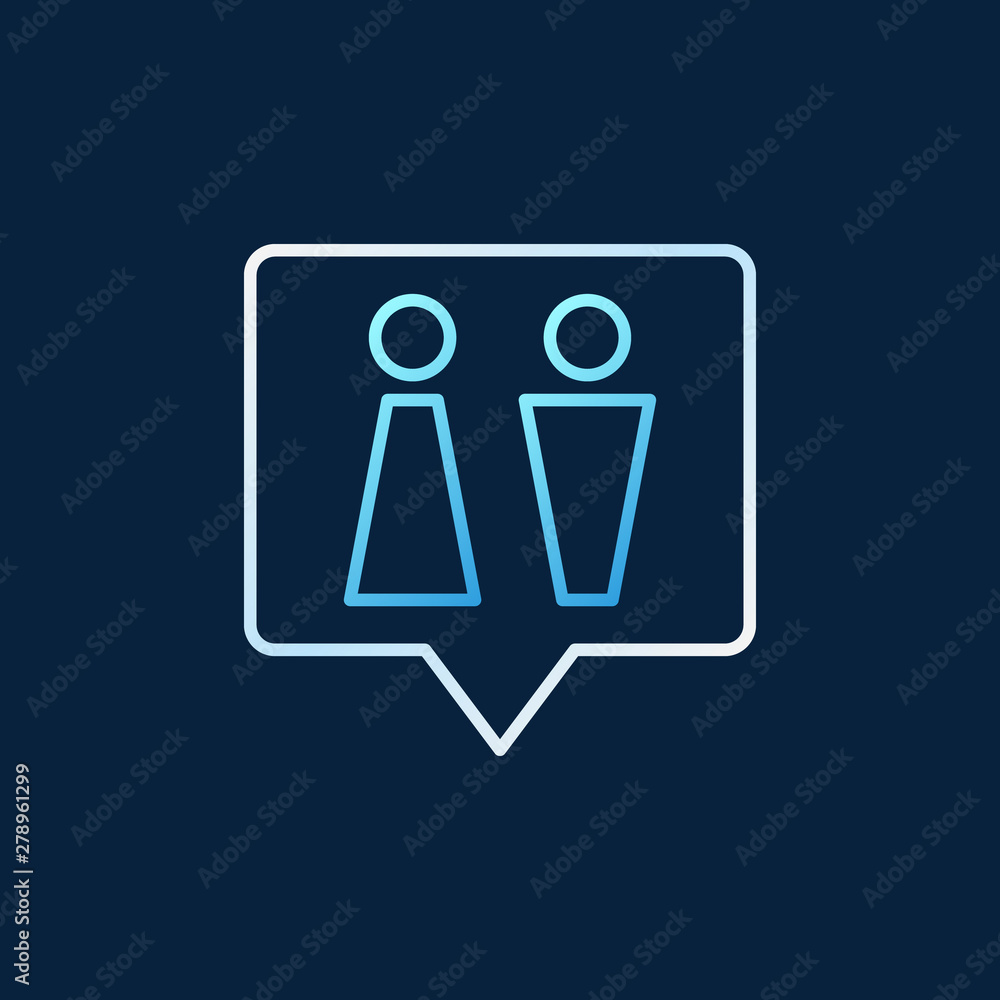Poster toilet speech bubble concept colored thin line icon - vector wc linear sign on dark background