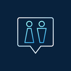 Toilet speech bubble concept colored thin line icon - Vector WC linear sign on dark background