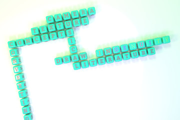 Ingenuity, creative keyword crossword. For web page, graphic design, texture or background. 3D rendering.
