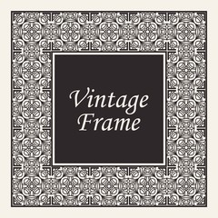 Decorative frame and border in rectangle proportions. Retro vintage ornamental modern art deco luxury element for design.