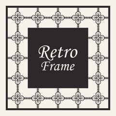 Decorative frame and border in rectangle proportions. Retro vintage ornamental modern art deco luxury element for design.