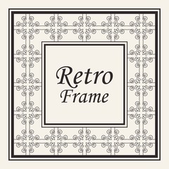 Decorative frame and border in rectangle proportions. Retro vintage ornamental modern art deco luxury element for design.