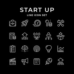 Set line icons of start up