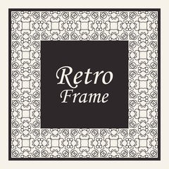 Decorative frame and border in rectangle proportions. Retro vintage ornamental modern art deco luxury element for design.