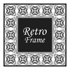 Decorative frame and border in rectangle proportions. Retro vintage ornamental modern art deco luxury element for design.
