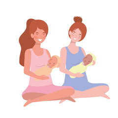 women with a newborn baby in her arms