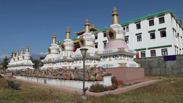 Stupas of Tibet Buddhism monastery in Indian colony