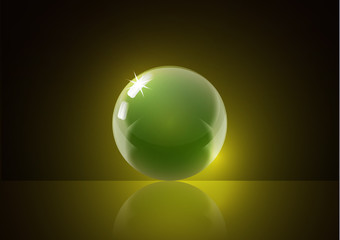 Glossy glass ball. Crystal ball. Liquid abstract bubble. Element of your design.