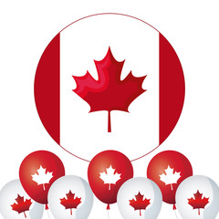 flag of canada in shape circle with balloons helium