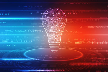 Bulb future technology, innovation background, creative idea concept, Artificial Intelligence background