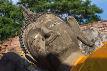 Beautiful Buddha image in the old church at Wat Phutthaisawan Phra Nakhon Si Ayutthaya Province