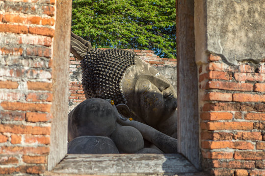 Beautiful Buddha image in the old church at Wat Phutthaisawan Phra Nakhon Si Ayutthaya Province
