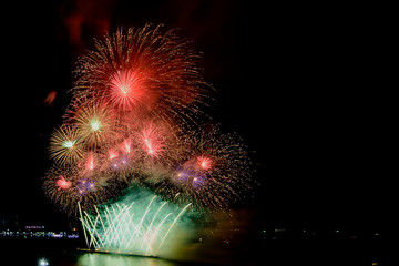Firework celebration in the ocean