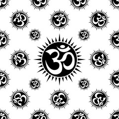 Aum (Om) The Holy Motif Seamless Pattern