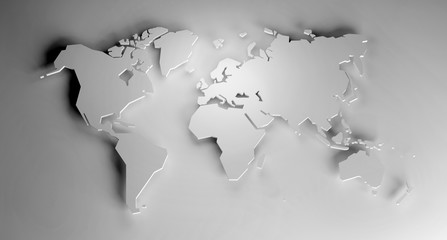 simplified map of the world, stylized 3d render illustration © schab