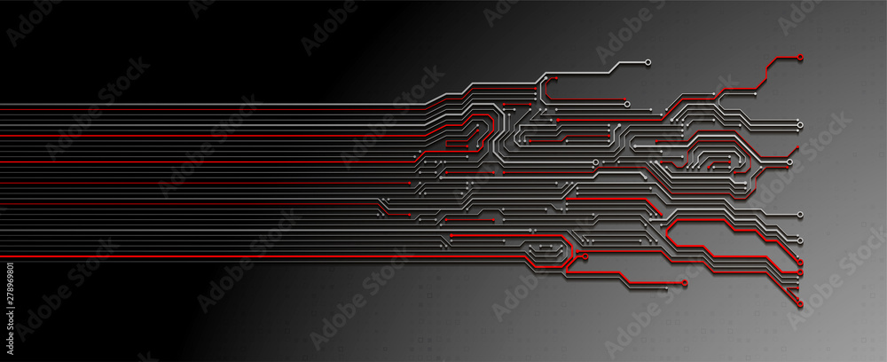 Poster Abstract technology circuit board. Communication concept. Template for science presentation. Vector illustration.
