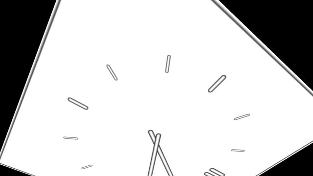Motion background with rotating cube with spinning clock in 12 hour seamless loop (full HD 1920x1080).