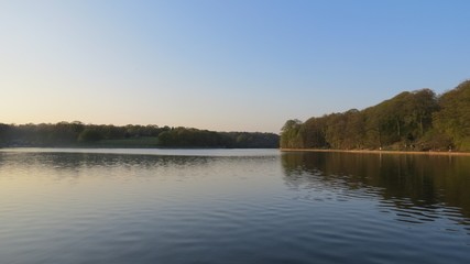 landscape with lake and blue sky