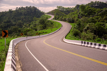 beautiful road mountain with side, Nan province, Thailand